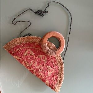 Handcrafted Pink and Tan Women Bag